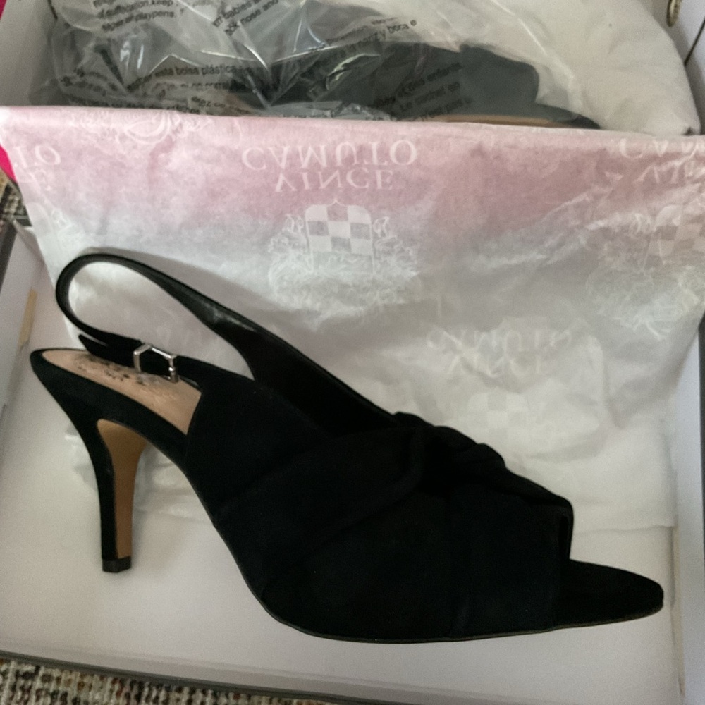 Elegant Black Suede Slingback Heels